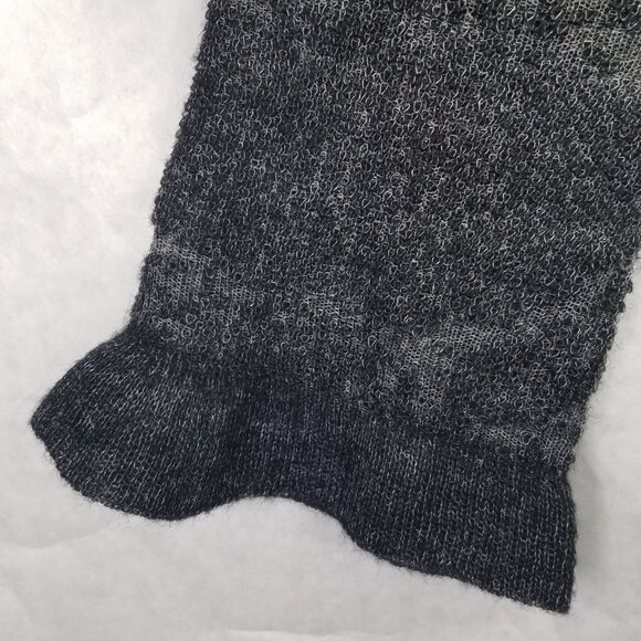 Anthropologie Sweater Lrg Hanna Lace Merino Wool Mock Neck Charcoal Ruffle Sheer - Picture 6 of 15